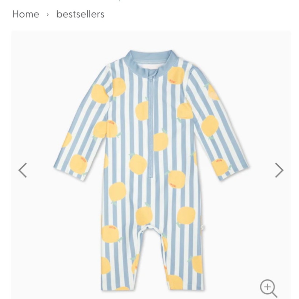 Mori baby Lemon print swimsuit and hat, 12-18 months